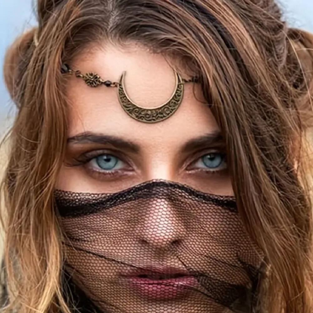 1pc Moon Shape Headband Vintage Style Bronze Crystal Head Band Hair/Head piece